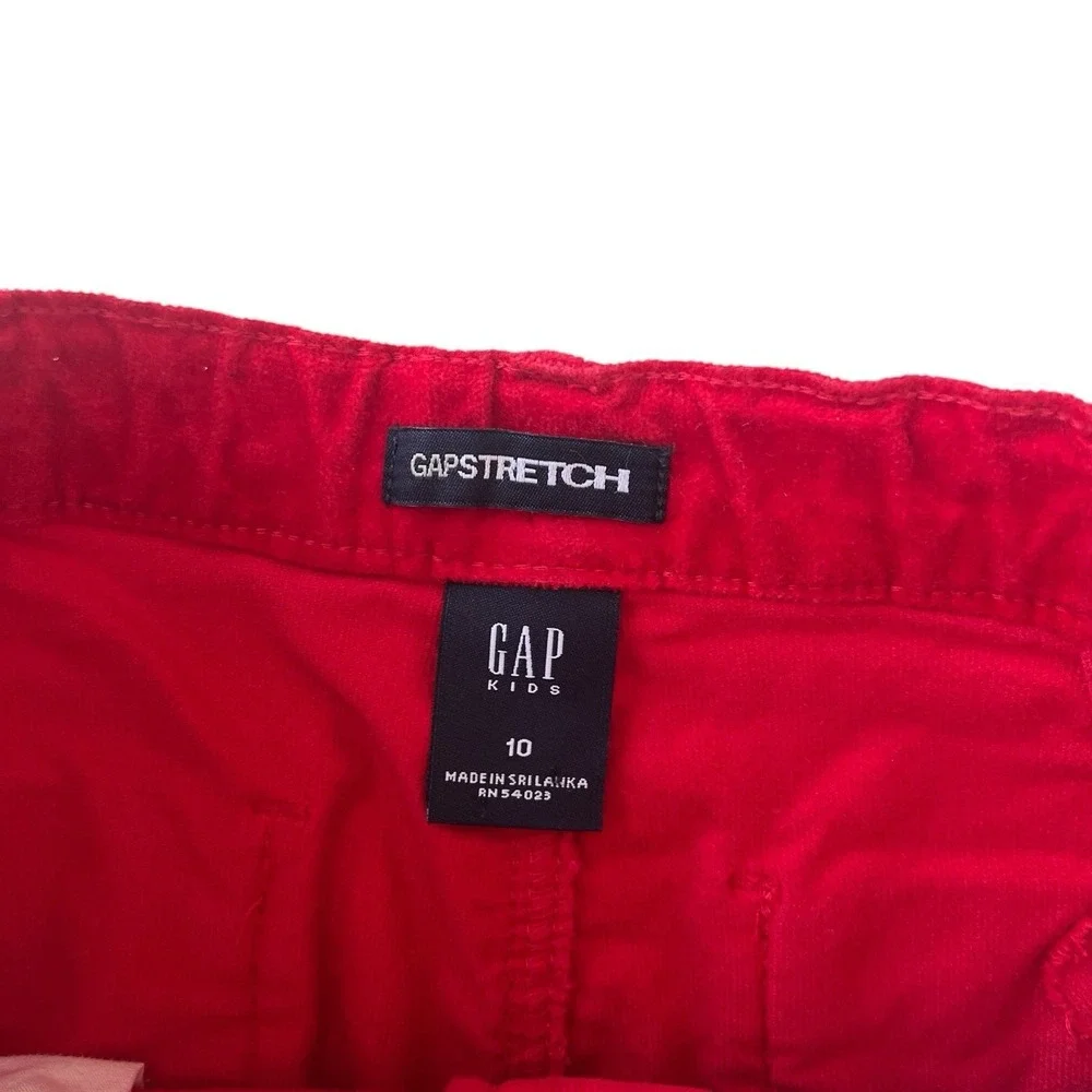 VTG Gap Kids Size 10 Red 98%‎ Cotton Velvet Skirt Fitted Embroidered Flower
